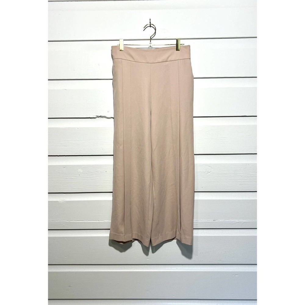 Zara Women Pants Size Small Flowy Beige Cream Wide Leg Trouser Camel Workwear